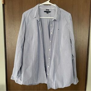 Tommy Hilfiger Blue and White Stripped Button Up Shirt